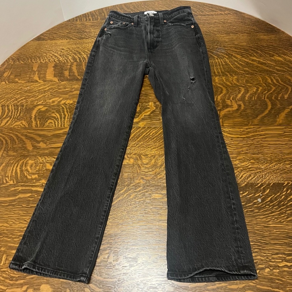 Pistola Jeans Womens 24 Black Distressed High Rise Straight Leg P00016091RQ